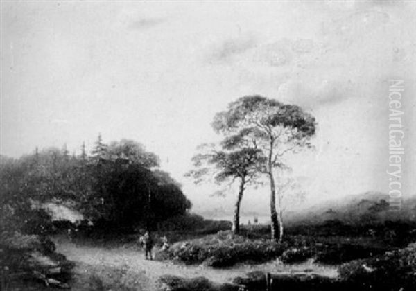 Figures Along A Country Road - view 1