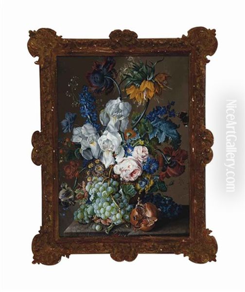 Still Life With Flowers, Pomegranate, Grapes And Butterflies - view 1