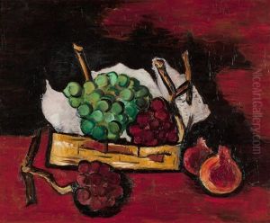 Green And Purple Grapes In A Basket