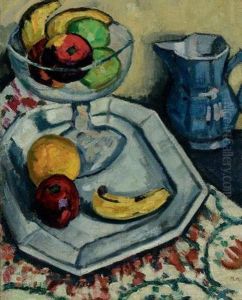 Still Life With Fruit And Pitcher by Marsden Hartley