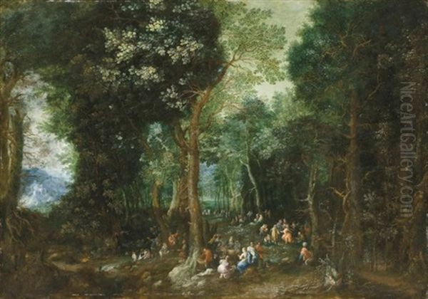 A Wooded Landscape With Saint John The Baptist Preaching - view 1
