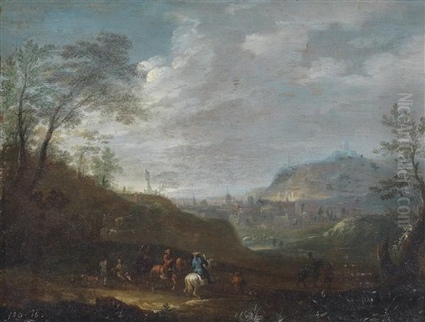 Ein Paar Berglandschaften Mit Reicher Figurenstaffage (pair) - view 1