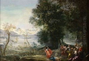 Landscape With A Mythological Scene by Johannes Jakob Hartmann