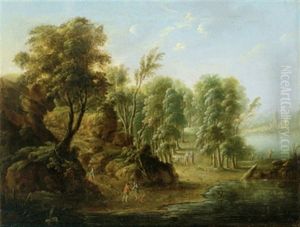 Waldlandschaft Mit Reisenden by Johannes Jakob Hartmann
