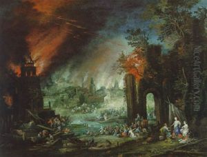Landschaft Mit Lot Und Seinen Tochtern, Im Hintergrund Das Brennende Sodom, Allegorie Des Feuers