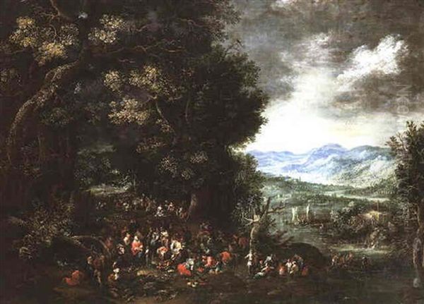 St. John The Baptist Preaching In A Wooded Landscape, An Extensive River Valley Beyond - view 1