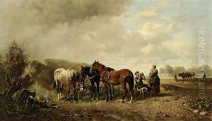 Rast Auf Dem Felde by Ludwig Hartmann