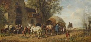 Rastendes Botenfuhrwerk by Ludwig Hartmann