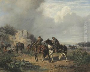 Rastende Reitergruppe by Ludwig Hartmann