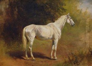 Portrait Of A Grey Horse by Ludwig Hartmann