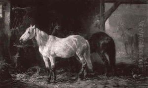 Im Pferdestall by Ludwig Hartmann