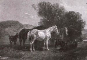 Pferde Auf Der Weide by Ludwig Hartmann