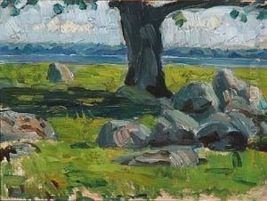 Tree Trunk At Skejten By Fuglsang, Denmark by Oluf Hartmann