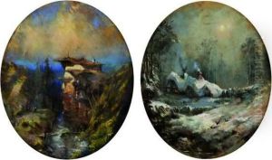 Personnages Dans Un Paysage Montagneux by Hippolyte Omer Ballue
