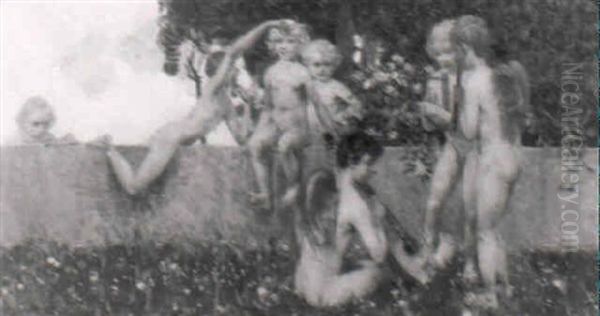 Fruhling: Musizierende Und Mit Bluten Spielende Putti - view 1