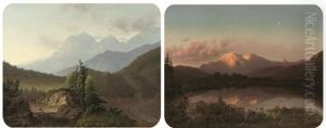 A Tyrolean Couple Strolling Before A Mountain Range (+ A Tyrolean Lake By Twilight; Pair) by Joseph Hartogensis