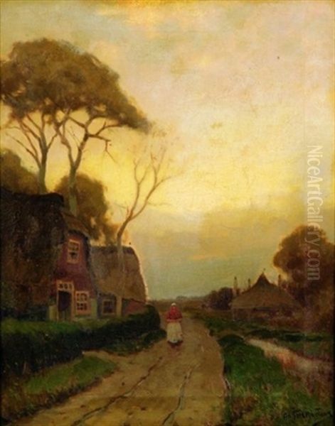 On The Village Road At Dusk - view 1