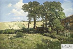 Feldlandschaft Mit Bauern Wahrend Der Mittagshitze by Heinrich Hartung the Elder
