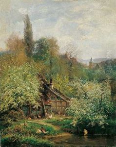 Bauernkate Mit Huhnern, Enten Und Gansen (collab. W/carl Jutz The Elder) by Heinrich Hartung the Elder