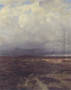 Schafer Mit Herde In Der Luneburger Heide