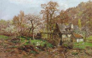 A Young Girl By A Mill Among Spring Blossoms by Heinrich Hartung the Elder
