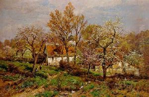 Bauerngehoft Mit Bluhenden Obstbaumen