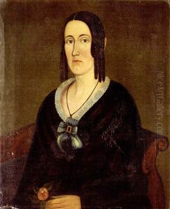 Half-length Portrait Of Young Woman Holding A Rose, Seated On Mahogany Scroll Arm Sofa by George G. Hartwell