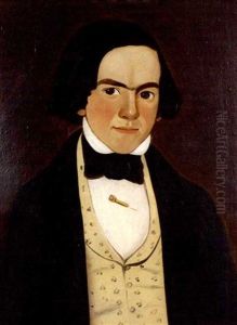 Young Man In Ivory Embroidered Vest, White Shirt With Stickpin And Black Bowtie