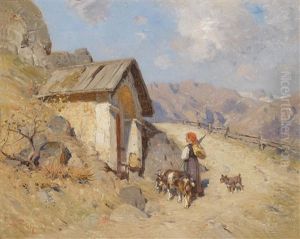Ziegenhirtin In Den Bergen