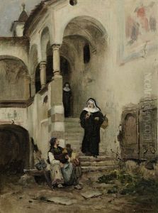 Armenspeisung Im Klosterhof by Hermann Hartwich