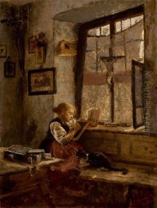 Girl With Cat by Hermann Hartwich
