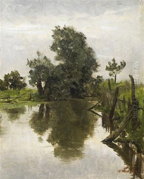 Fluslauf In Sommerlicher Wiesenlandschaft (study) - view 1
