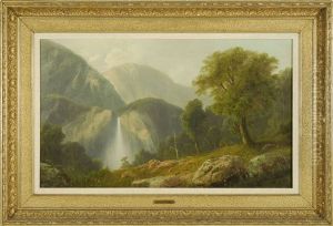 Expansive Mountain Landscape With Waterfall