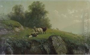 Sheep On A Rocky Hillside by Gunther Hartwick