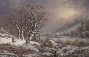 Skating In A Winter Landscape by Gunther Hartwick