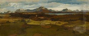 Landschaft Mit See Und Gebirgskette