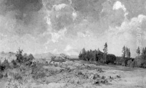 Rohrender Hirsch In Voralpenlandschaft