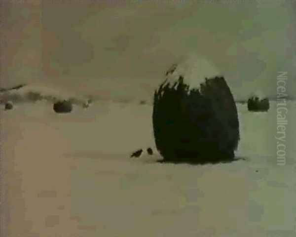 Haystacks In Winter - view 1