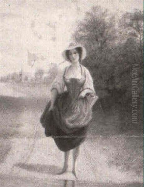 Barefoot Girl At A Ford - view 1