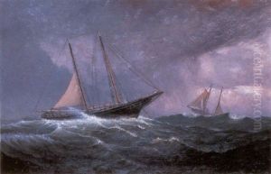 Sailing Ships In Stormy Seas by George Wainwright Harvey