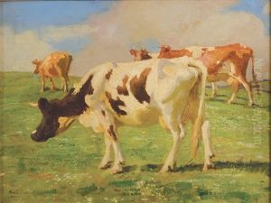 Cows Above Newlyn by Harold Harvey