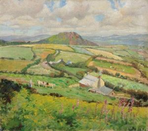Herding Cows Before A Farmstead by Harold Harvey