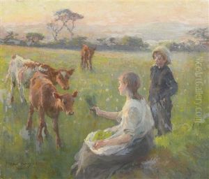 Feeding The Calves by Harold Harvey