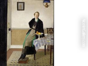 An Interior (+ Study Of Seaweed Gatherers, Verso) by Harold Harvey