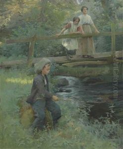 Fishing By A Woodland Stream Fishing By A Woodland Stream