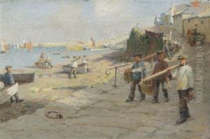 The Old Slip, Newlyn by Harold Harvey