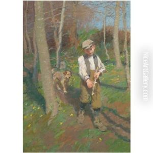 Boy Whittling A Stick by Harold Harvey