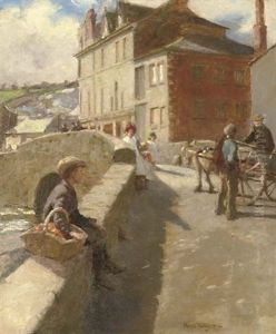 The Baker Boy On Newlyn Bridge by Harold Harvey