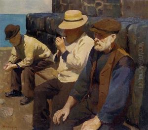 Three Fishermen by Harold Harvey
