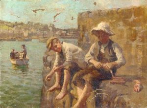 Boys Fishing On A Quay Boys Fishing On A Quay